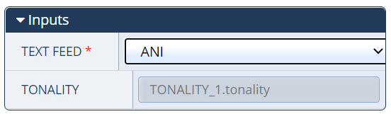 Sample Inputs in the Configurations Panel for the Tonality action
